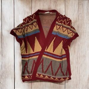 COTTON EMPORIUM Burgundy and Gold Southwestern Shaw/Cardigan Size Large Unisex